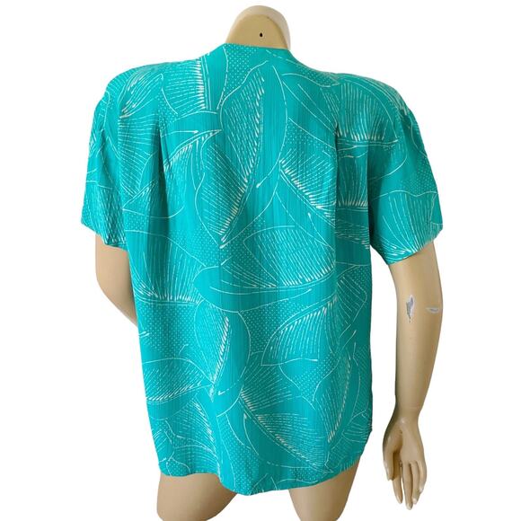 Liz Claiborne Collection Womens Size 4 Teal Button Front Blouse Short Sleeve - Picture 4 of 8